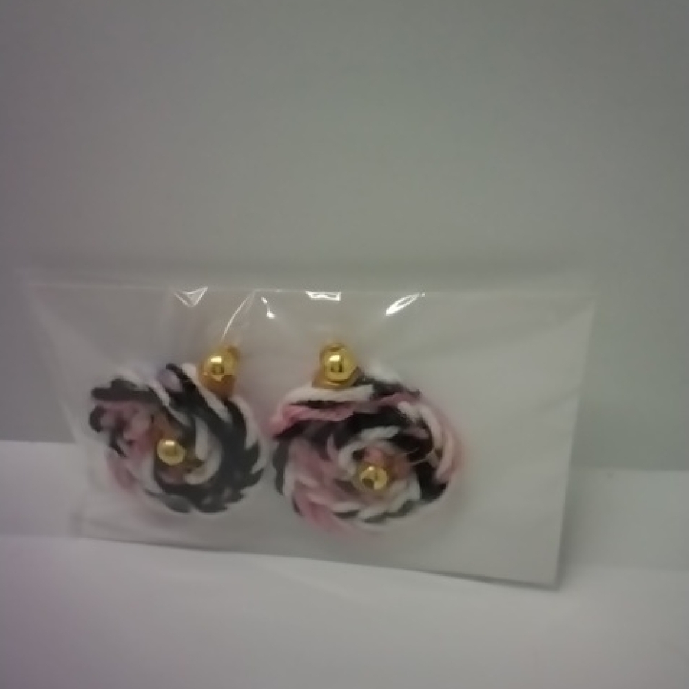 Lorena Espinoza Design Gold and Pink Swirl Earrings